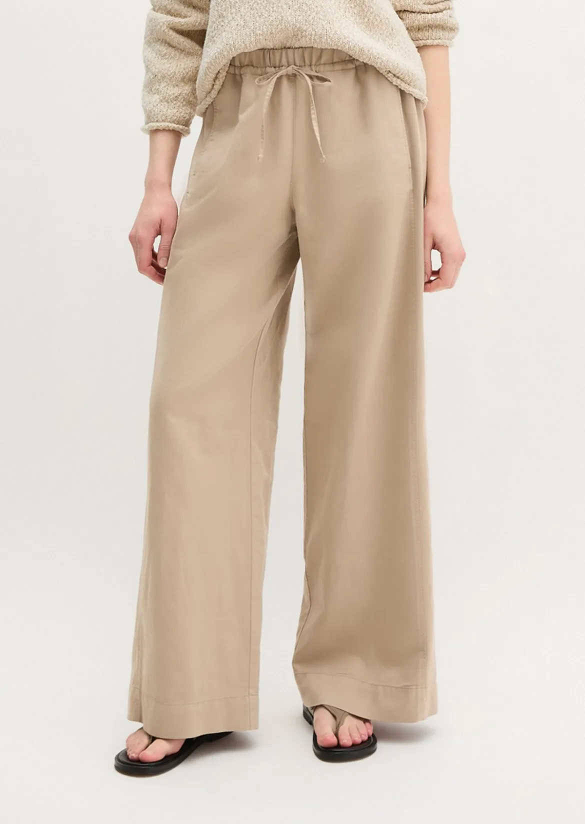 Weite Hose aus Bio-Baumwolle-TENCEL™ Lyocell-Leinen-Mix