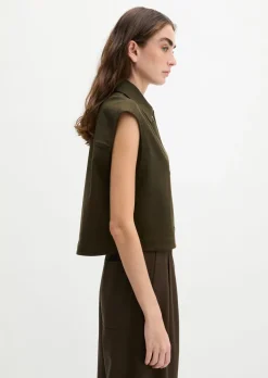 Weste boxy aus Baumwoll-Twill-Stretch