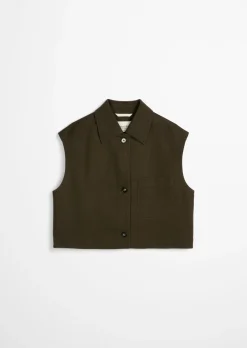 Weste boxy aus Baumwoll-Twill-Stretch