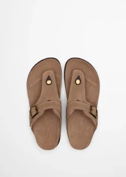 Zehentrenner-Pantolette Model Quinn aus weichem Veloursleder