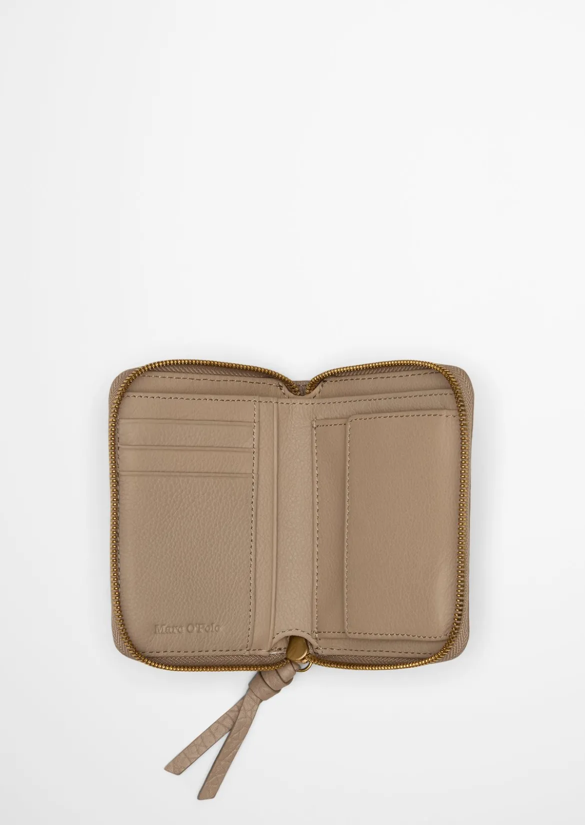 Zipper-Geldbörse aus markant genarbtem Schafleder