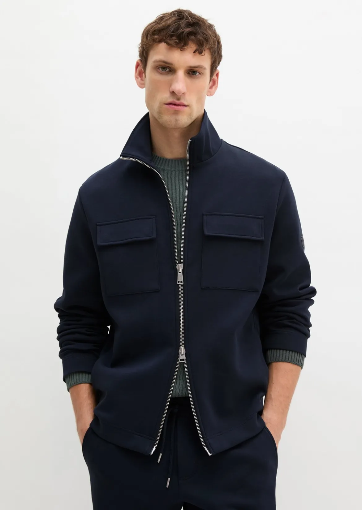 Zipper-Sweatjacke in hochwertigem Scuba-Interlock-Sweat