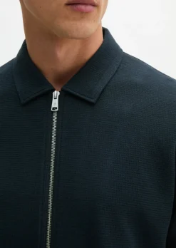 Zipper-Sweatjacke regular mit feiner Struktur