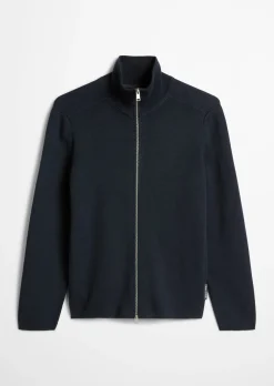 Zip-Strickjacke regular aus reiner Bio-Baumwolle