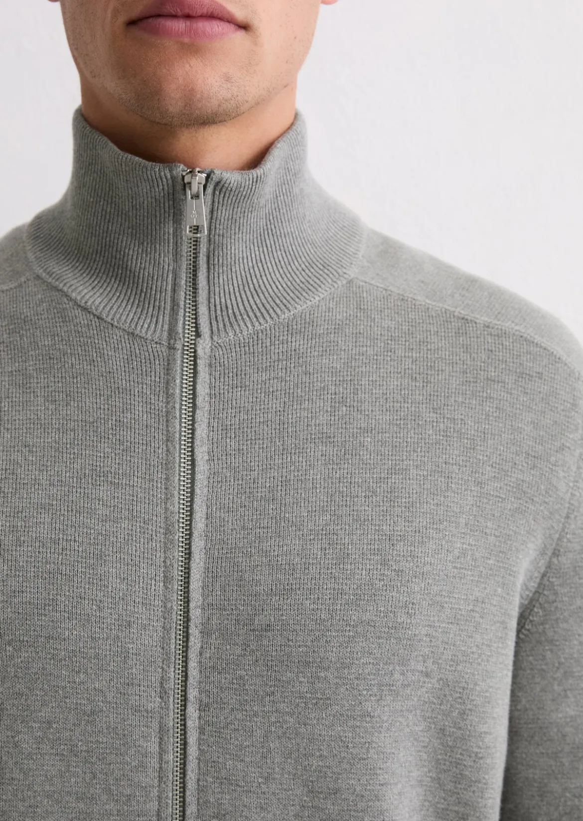 Zip-Strickjacke regular aus reiner Bio-Baumwolle