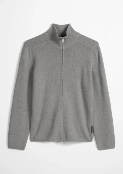 Zip-Strickjacke regular aus reiner Bio-Baumwolle