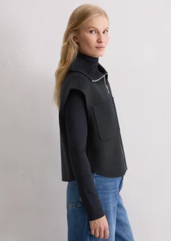 Zip-Weste relaxed aus edlem Woll-Doubleface